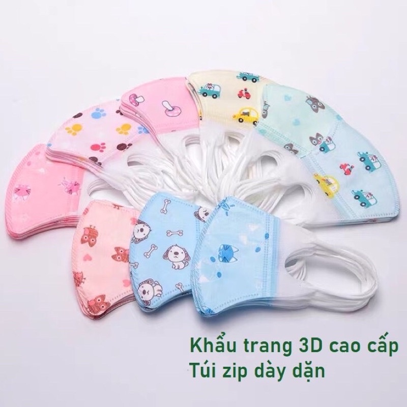 [Giá sỉ] combo 10 khẩu trang 3D an toàn cho bé( có túi zip)