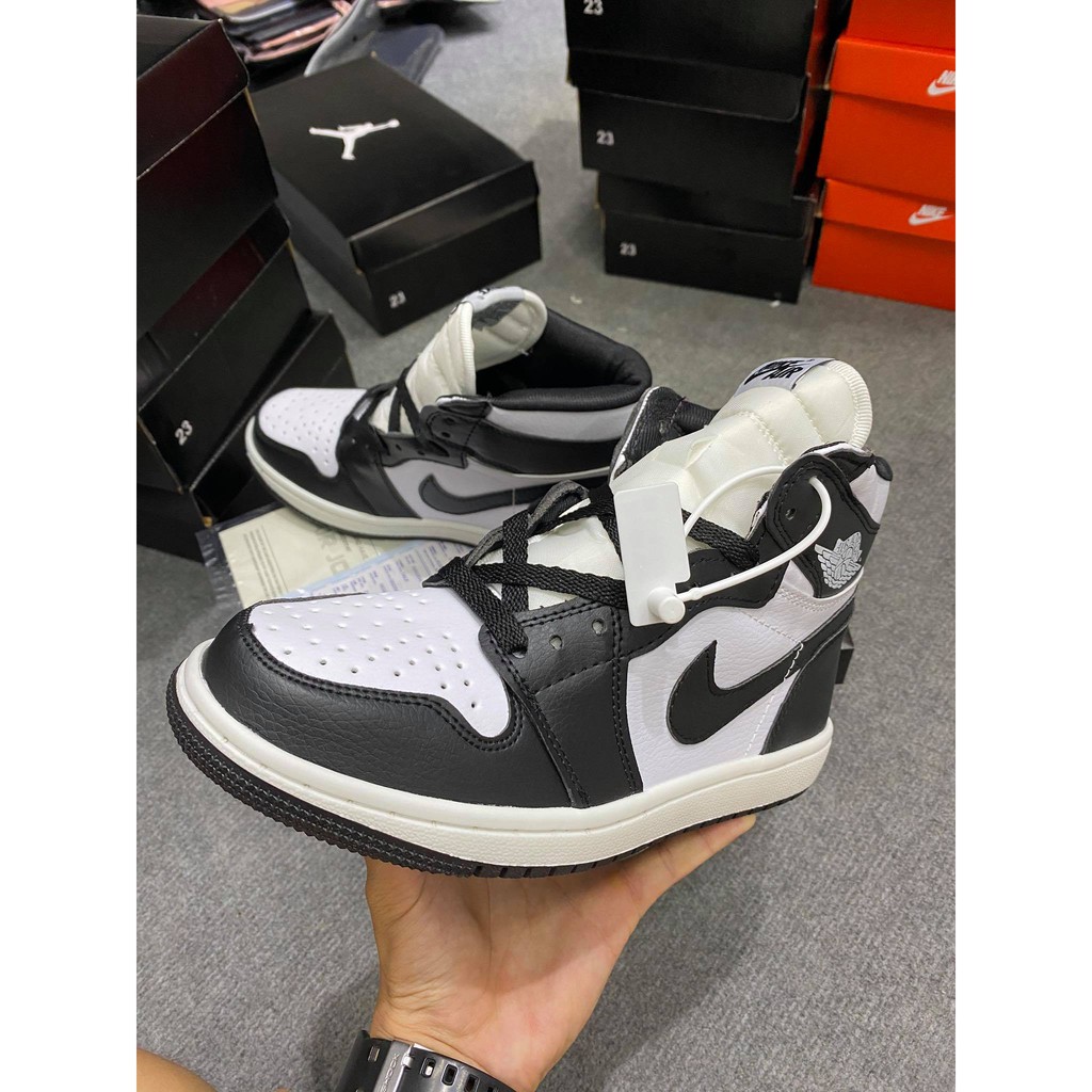 [ FREE SHIP ] Giày Jordan Panda Cao, Giày Sneaker Thể Thao JDA Cao Cổ Màu Đen, Đế Khâu Da Bò Cao Cấp Full Size Nam Nữ 36