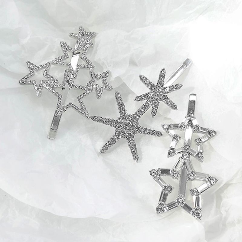 Ghim Cài Tóc Thẳng Màu Bạc / Ánh Kim Lấp Lánh Thiết Kế Tối Giản Cho Nữ