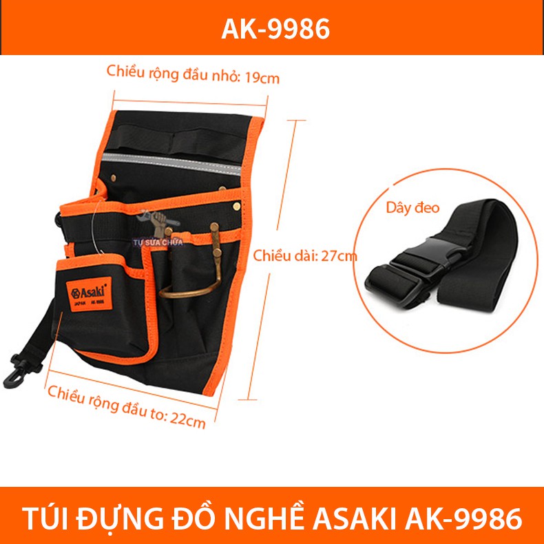 Túi đựng đồ nghề đa năng ASKI AK-9986 chất lượng cao, chất liệu vải sợi siêu bền, túi đựng dụng cụ sửa chữa chuyên dụng,