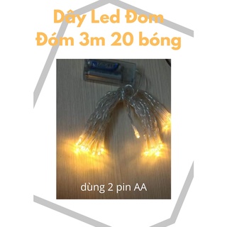 [XẢ KHO](xài Pin AA) DÂY ĐÈN LED ĐOM ĐÓM ĐÓM, XÀI PIN, VÀNG NẮNG, 3M 20 BÓNG