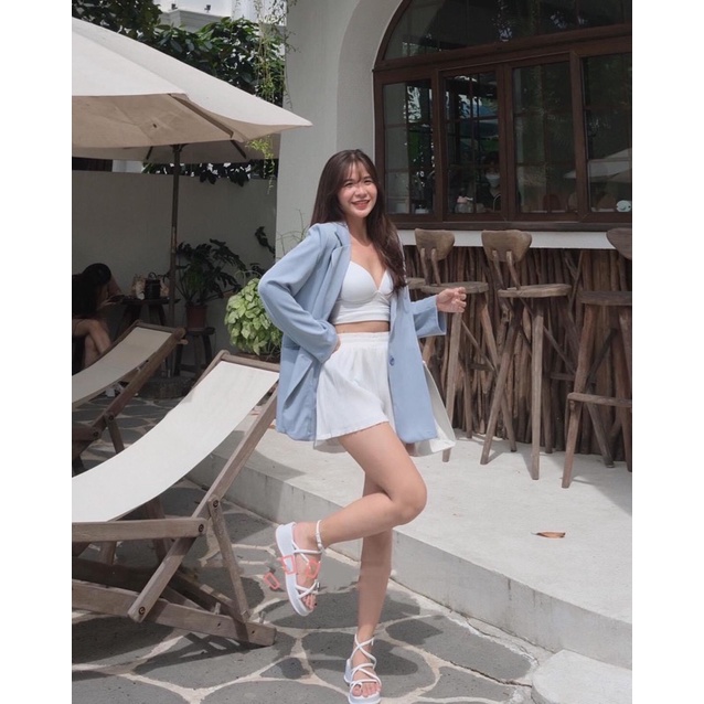 Áo Blazer tay dài có đệm vai