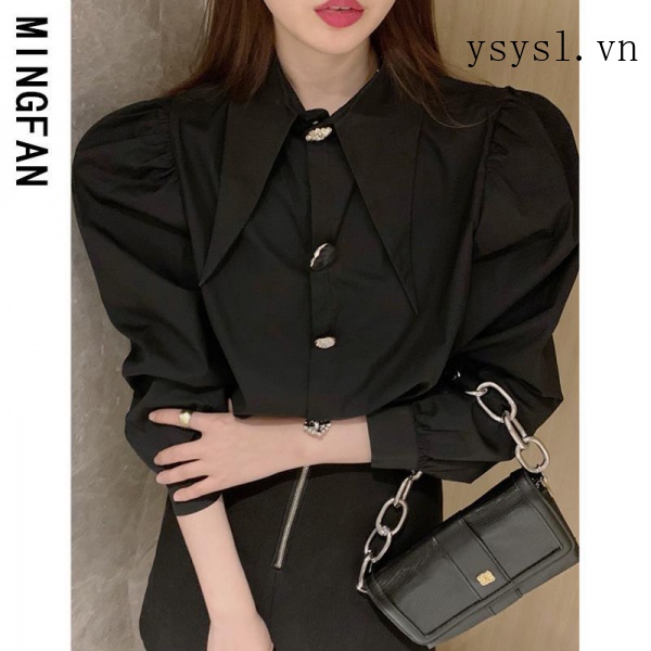 Áo Sơ Mi Kiểu Hàn Quốc Cổ Nhọn Thời Trang Xuân Thu 2021 Cho Nữ
