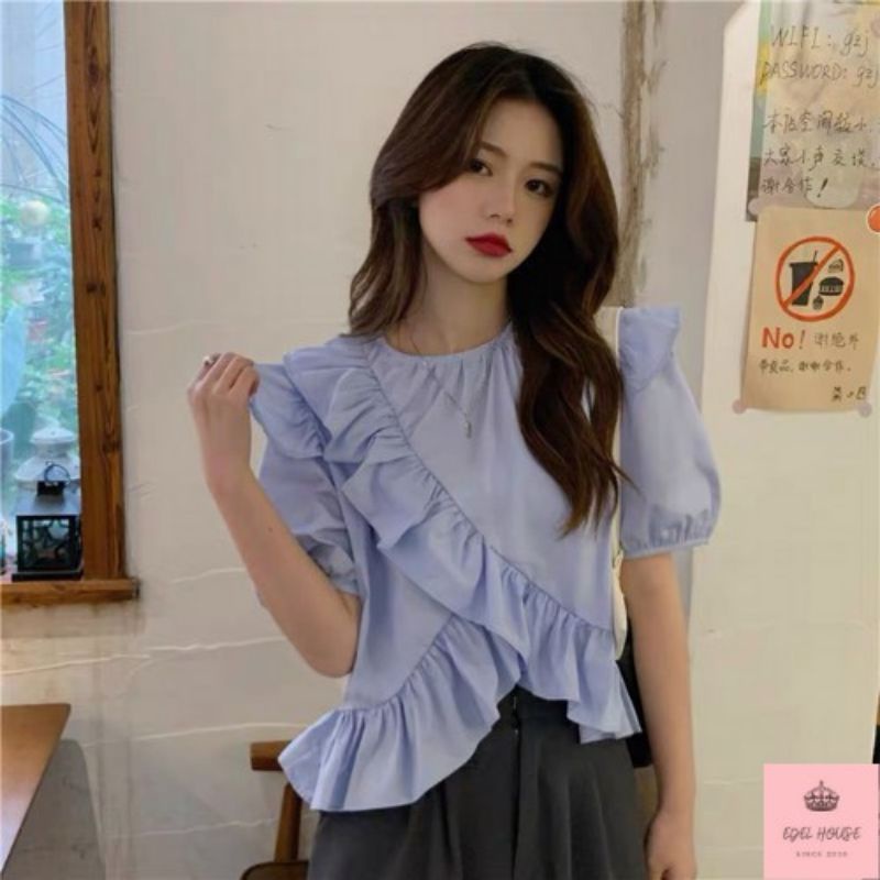 Áo kiểu, áo bèo vạt lệch 2 màu siêu đẹp