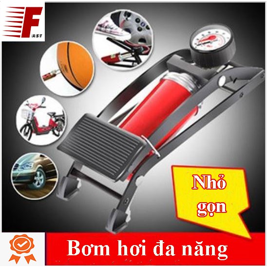 Bơm đạp chân dùng cho ô tô, xe máy, xe đạp. Tiện mang theo xe ô tô. Tiện dụng cho cả gia đình (Màu đỏ)