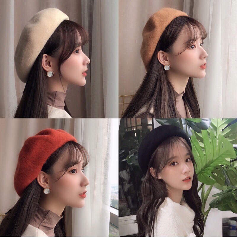 Mũ nồi, mũ beret len dạ loại 1 có dây rút chỉnh size