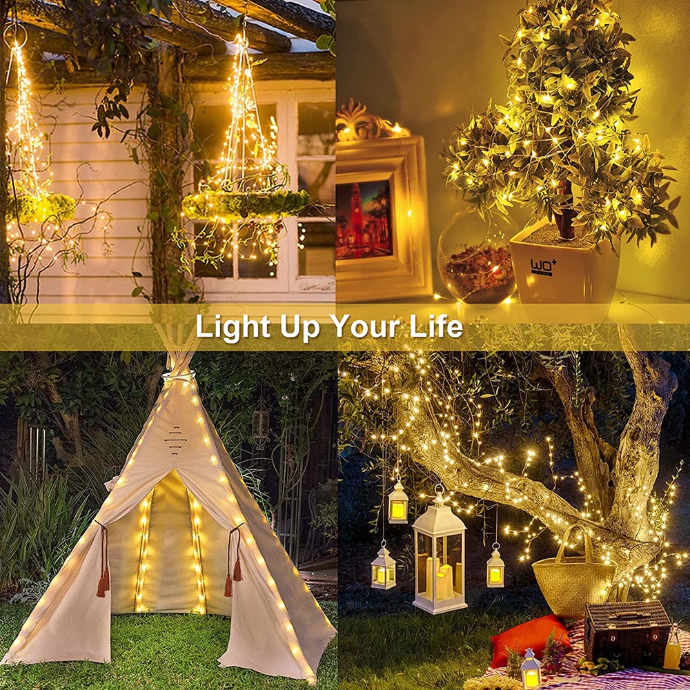Dây đèn LED OSIDEN 7M 12M 22M 32M dây bạc ánh sáng màu chống nước trang trí giáng sin