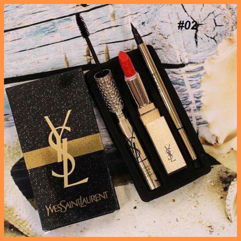 [Mã SFP62769661 giảm 5% đơn 250K] Bộ mỹ phẩm 3 in 1 YSL gồm 1son môi + 1mascara + chì kẻ mắt nước