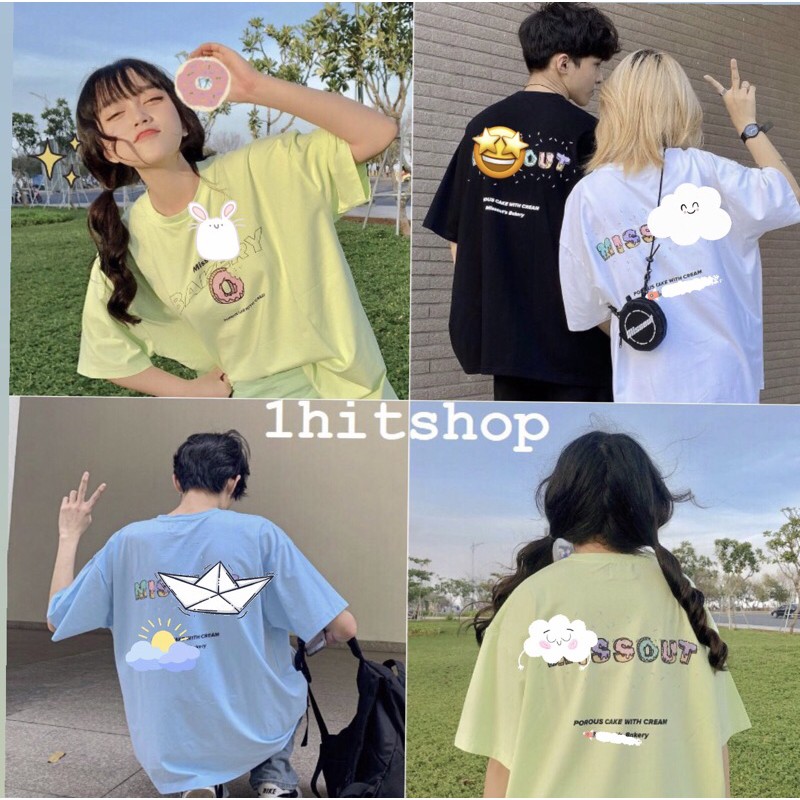 [Mã WASTHIT giảm 15% tối đa 30K đơn 99K] Áo Thun BAKERY MISS.OUT. 4 Màu Ulzzang Unisex 1hitshop