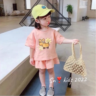 Bộ cộc tay chất Cotton tàu họa tiết cừu vàng cho bé bé gái Namkidshop (V628)