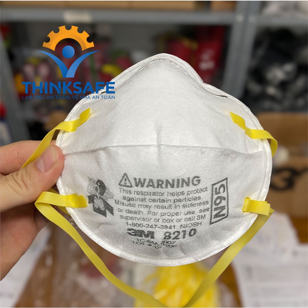 Khẩu trang N95 3M 8210 đeo qua đầu, thiết kế 3d, đẹp, vải kháng khuẩn, màu trắng 4 lớp 4d, bụi mịn, dùng cho y tế -1 cái