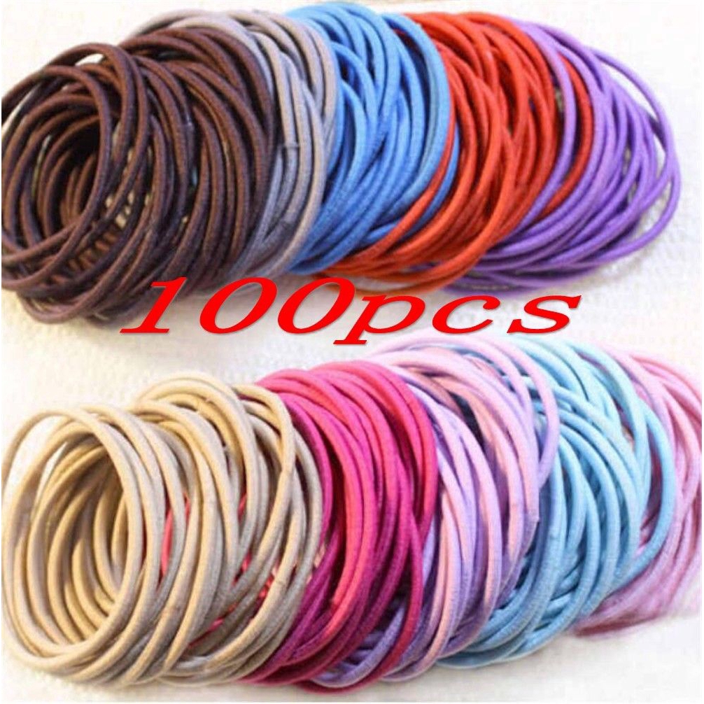 Set 100 Dây Buộc Tóc Co Giãn Thời Trang Cho Nữ