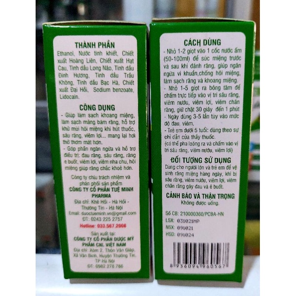 Răng Miệng Bách Thảo Liên Lọ 10ml_ Công Ty CP Dược Tuệ Minh Pharma