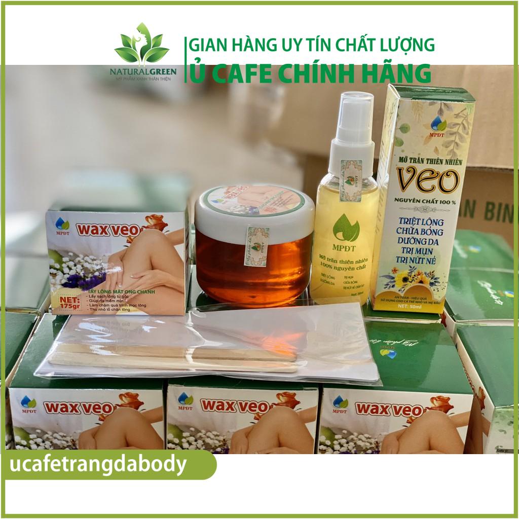 Combo gel wax lông veo 175gr và mỡ chăn 50g giúp tẩy sạch mọi vùng lông an toàn hiệu quả [Kèm giấy wax và que gạt]