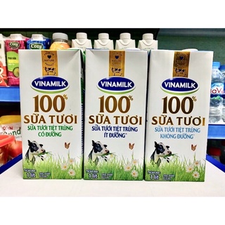 Sữa tươi tiệt trùng Vinamilk hộp 1L [ Có đường, ít đường, không đường]