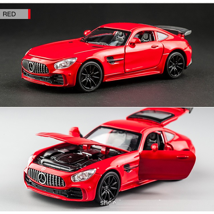 Xe mô hình Mercedes AMG GTR 1:32 hãng Miniauto khung kim loại, có đế trưng bày