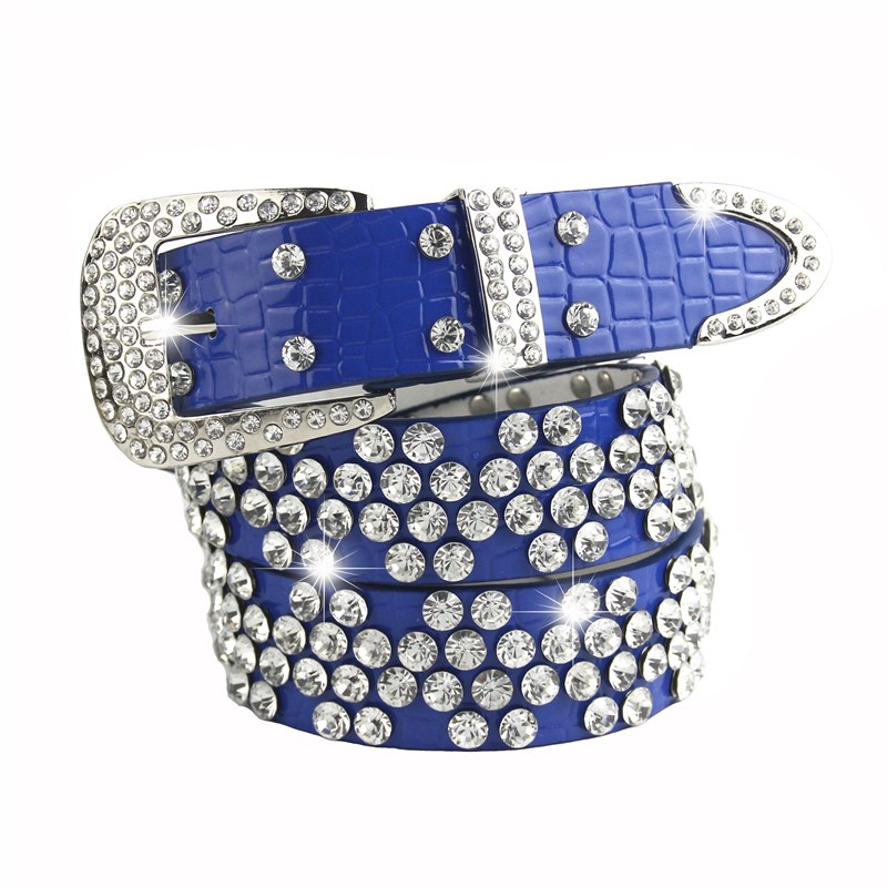 Thắt lưng denim đính kim cương giả cấp A toàn phần kiểu Hàn trang trí mới cho nữ