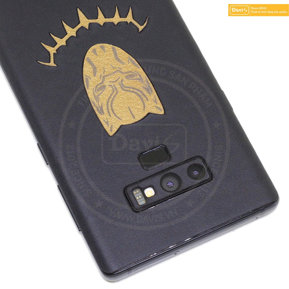 Miếng dán da dán Galaxy Note 9 - Da bò thật 100%  - Phiên bản Báo Đen (Đen Mịn)- Chính hãng Davis