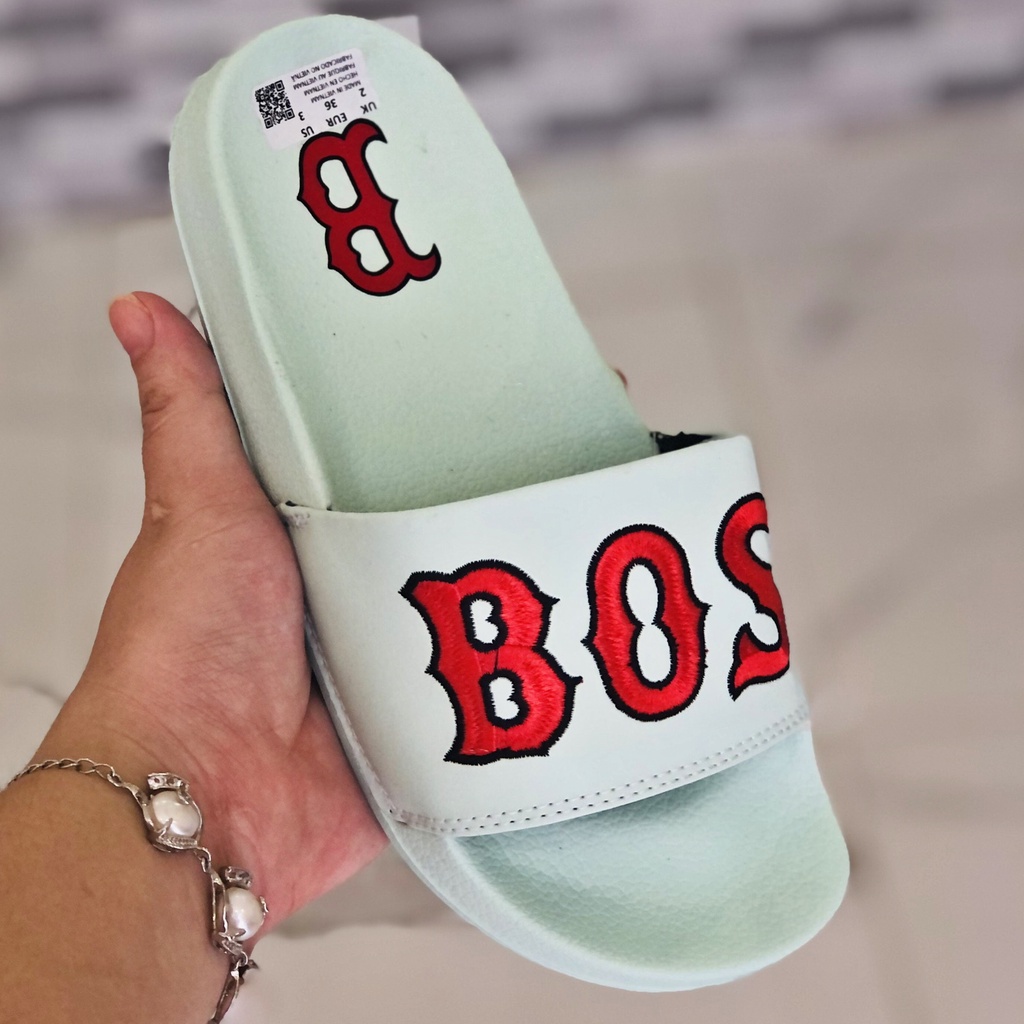 Dép unisex 𝐌𝐋𝐁 𝐁𝐎𝐒𝐓𝐎𝐍 ❤️FREESHIP + Hộp❤️ dép mlb quai ngang thể thao nữ Thêu nỗi Boston nhiều màu