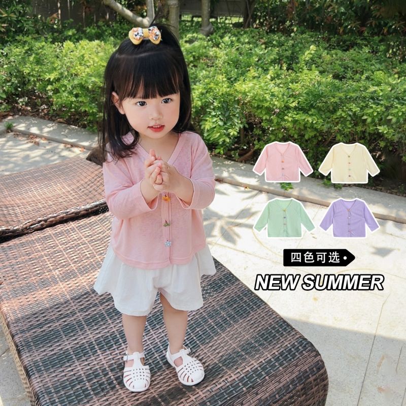 ▶Áo Khoác Cardigan Chống Nắng / Tia Cực Tím Siêu Nhẹ Phong Cách Phương Tây Thời Trang 2022 Cho Bé Gái#8.21