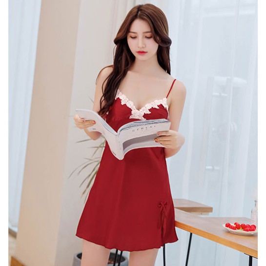 Váy ngủ satin lụa bigsize sexy đồ ngủ luạ phối ren gợi cảm giá rẻ🔥FREESHIP 50K🔥T.Ặ.NG mút đệm ngực [3sz 42-60kg] | BigBuy360 - bigbuy360.vn