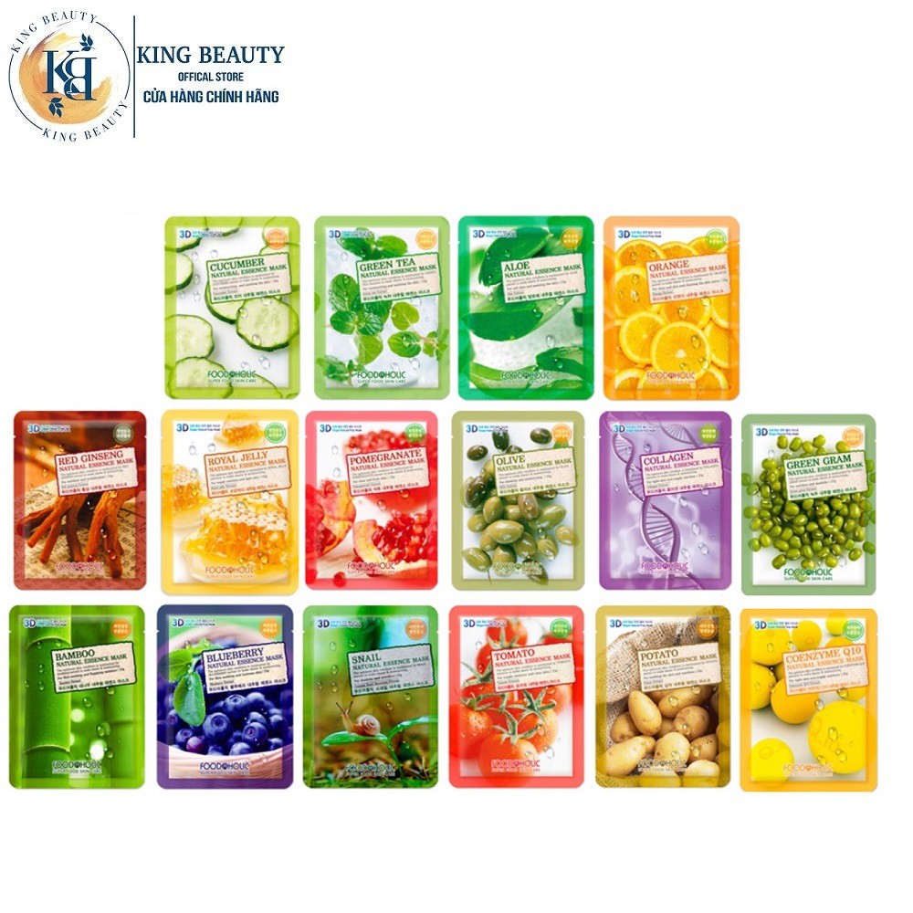 Mặt Nạ Chiết Xuất Thiên Nhiên Cung Cấp Dưỡng Chất Giúp Da Trắng Sáng 3D Foodaholic Natural Essence Mask 23ml