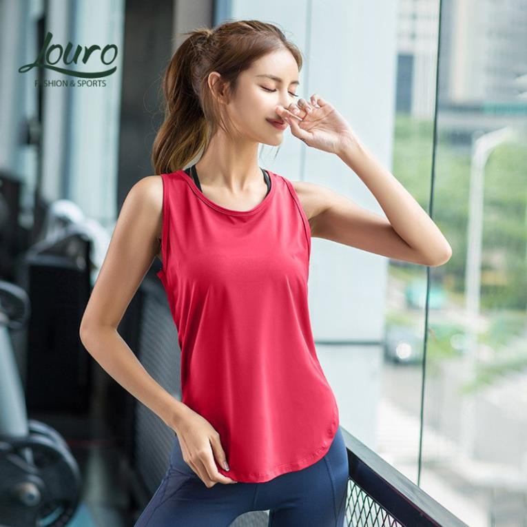 Áo tanktop nữ tập gym Louro FA70🍀FREESHIP🍀kiểu áo tanktop nữ tập thể thao, yoga, zumba, co giãn 4 chiều 🎁