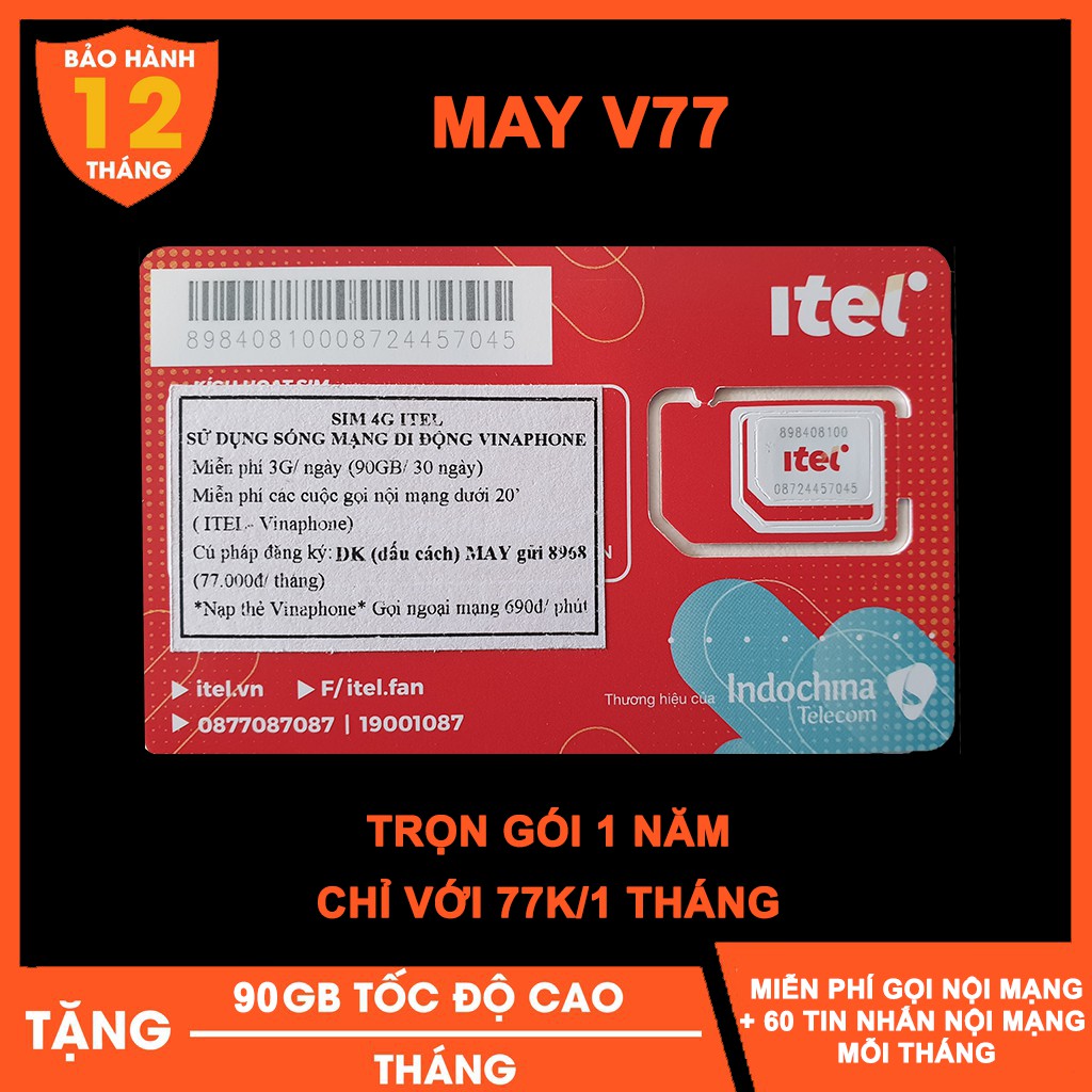 Sim 4g Vinaphone [Siêu Sale] 3gb/1 ngày V77 Gọi Miễn Phí