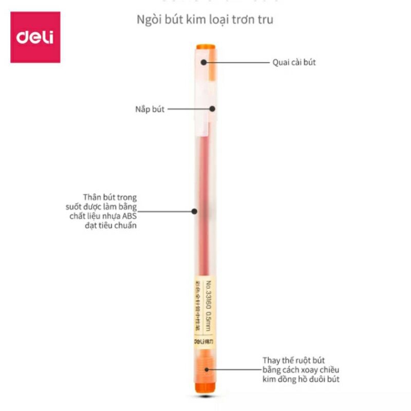 BÚT MỰC GEL NHIỀU MÀU NGÒI 0.5mm DELI