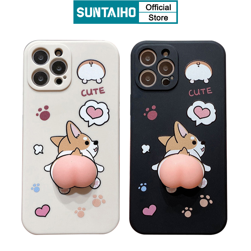 Ốp Điện Thoại Suntaiho Cho Iphone 11 Pro Max 12 Mini Pro Max 7 8+ X XS XR XS MAX Bằng Silicon Mềm Hình Corgi Dễ Thương