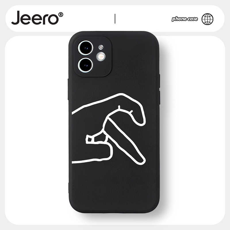Ốp Điện Thoại JEERO hoạt hình cặp đôi dễ thương đẹp nam nữ độc lạ đen Cho iphone 14 13 12 11 Pro Max SE 2020 X XR XS 8 7 ip 6S 6 Plus kute HFF1281