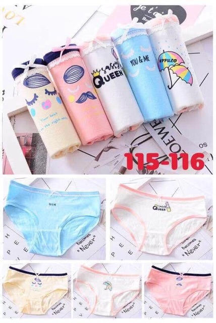 hộp 5 c Quần lót cotton kute nhiều hình (40-50kg)