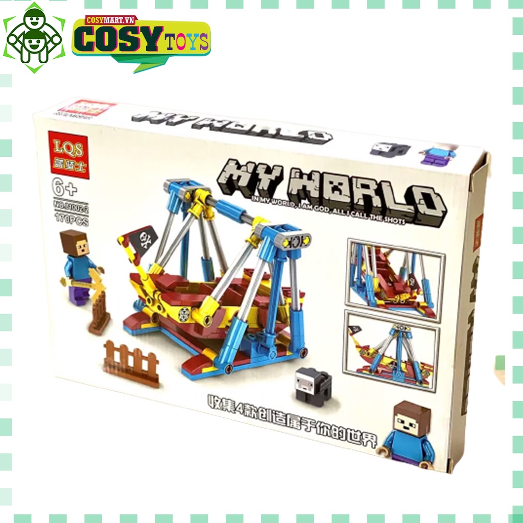 Hộp lego xếp hình My World mẫu xích đu, đu quay với 175pics