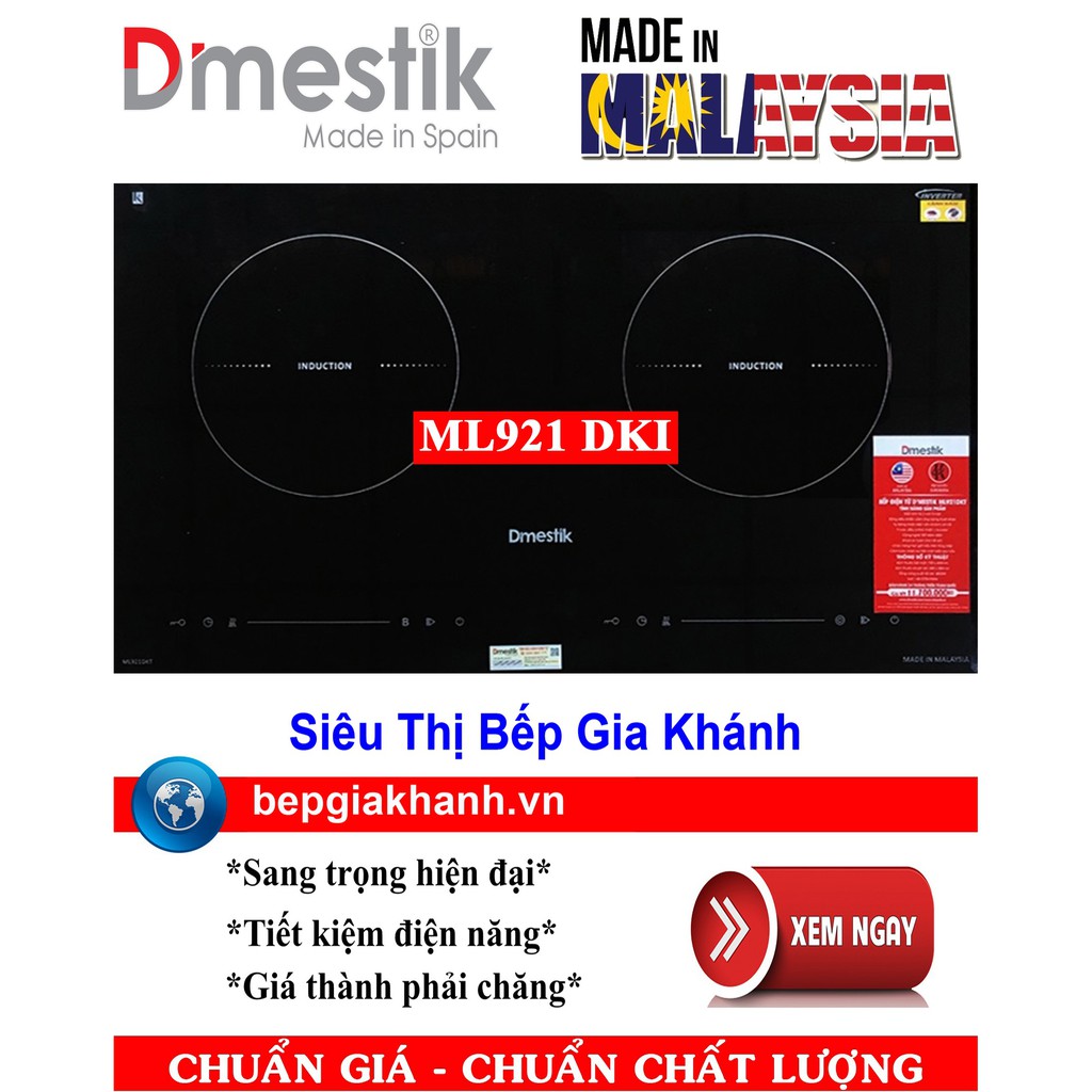 Bếp từ đôi Dmestik ML921 DKI nhập khẩu Malaysia