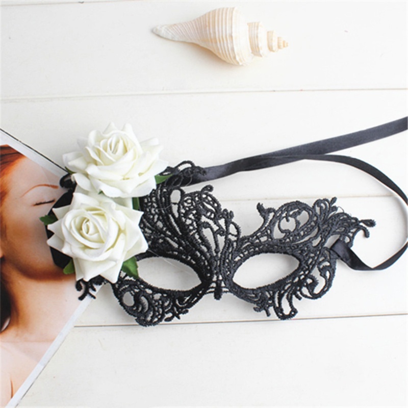 Mạng Che Mắt Màu Đen Hóa Trang Nhân Vật Mardi Gras Rose