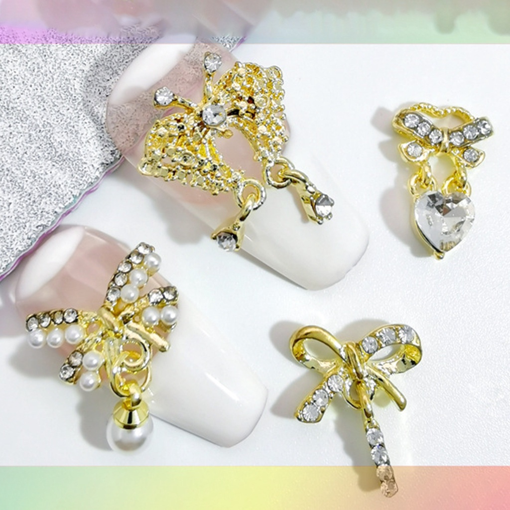 Set 10 Phụ Kiện Trang Trí Móng Tay 3D Lấp Lánh Chống Rỉ Sét Tiện Dụng Charms