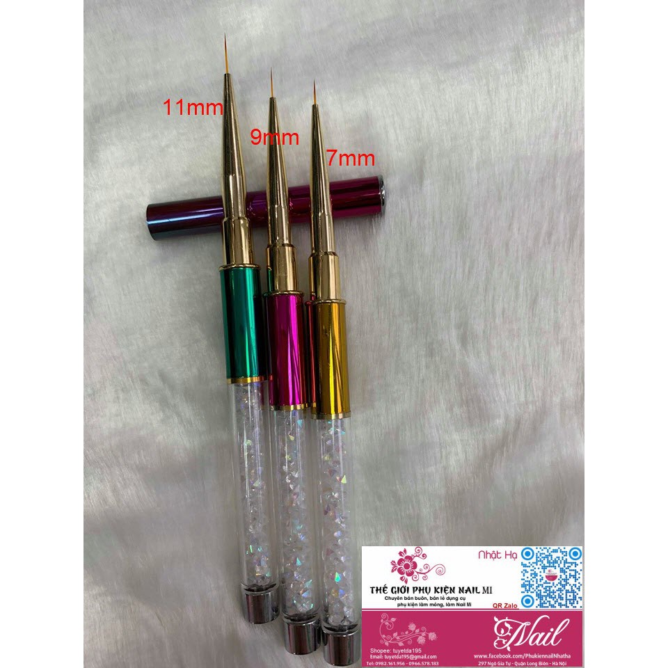 Bộ Bút Cọ Vẽ Nét Cọ Râu Cán Đá Nail Art Brush Mẫu Mới