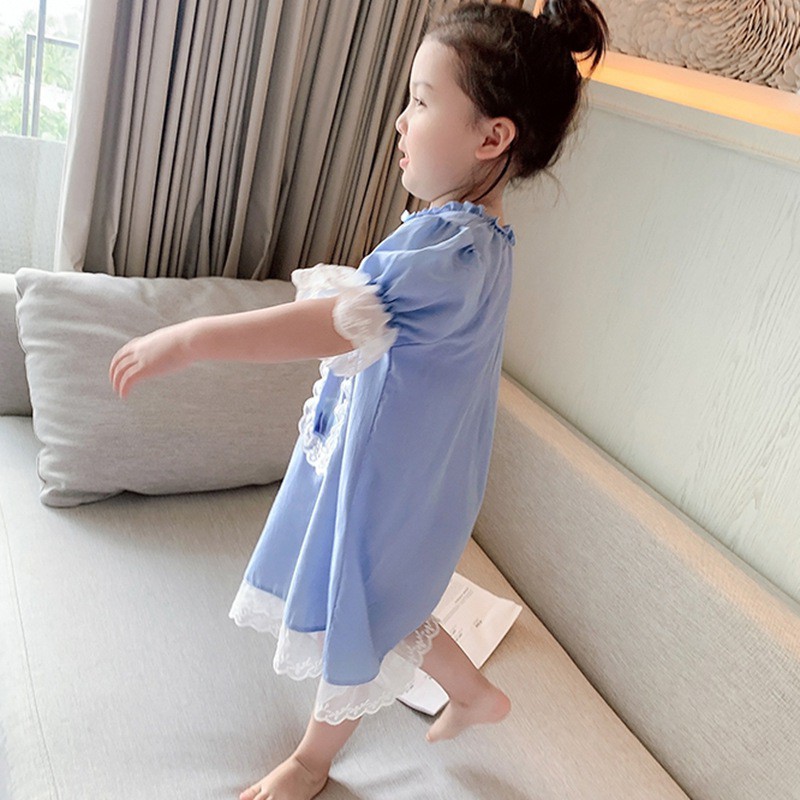 Đầm Ngủ Mỏng Thoáng Khí In Hoạt Hình Kiểu Hàn Quốc Thời Trang Mùa Hè Cho Bé Gái