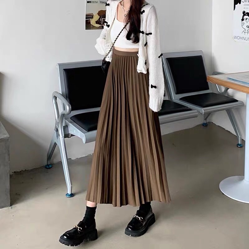 Chân váy xếp ly dáng dài 82cm