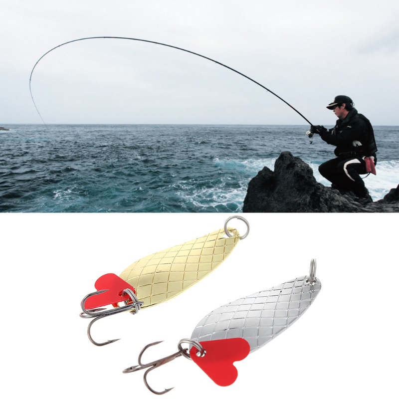 Mồi Câu Cá Giả Bằng Kim Loại Cứng Màu Vàng / Bạc Có Móc Xoay