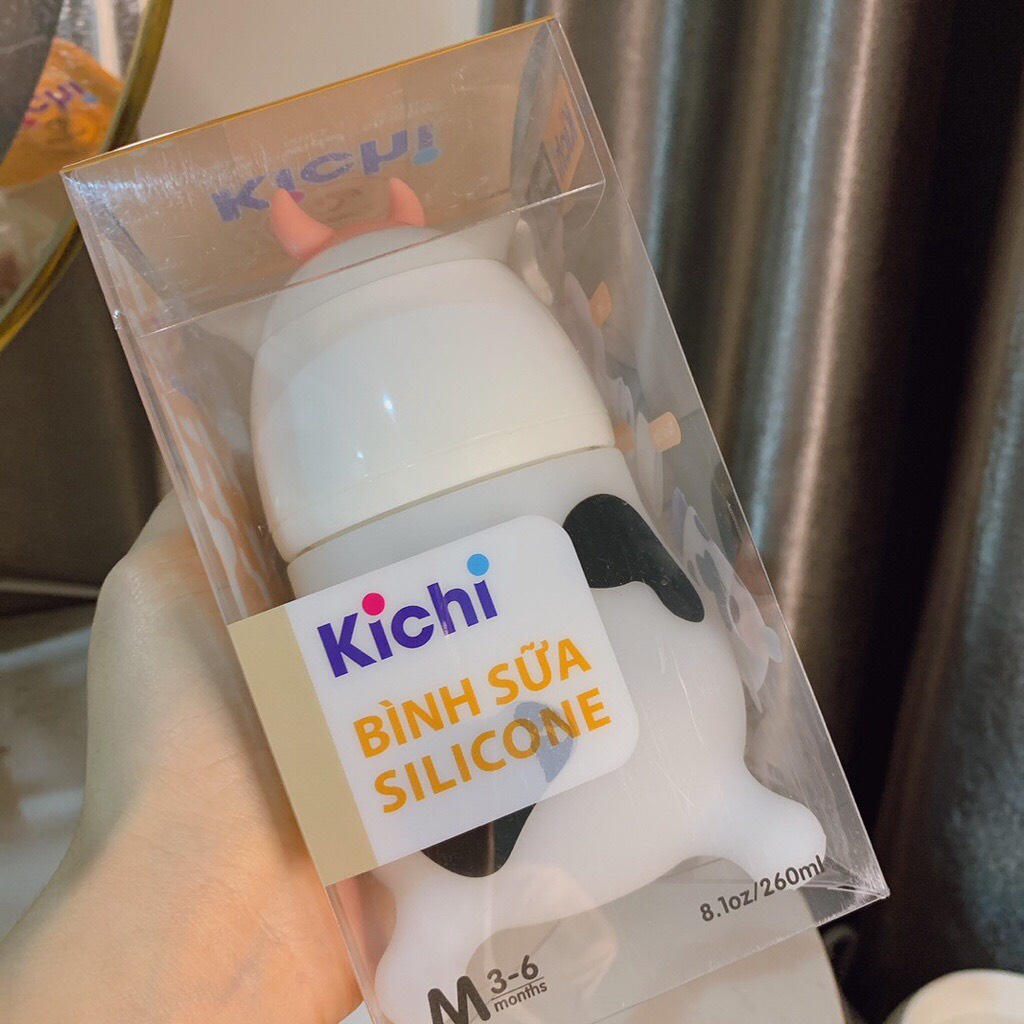 Bình sữa PPSU cổ rộng Kichilachi chính hãng kèm núm ty siêu mềm cho bé 90/160/280ml