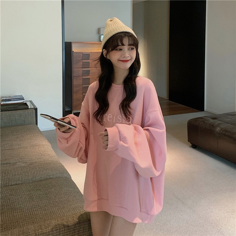 Áo Nỉ Da Cá ARIESIA Pastel 🌸 Áo nỉ chui nữ cổ tròn nữ form rộng màu HỒNG tay bồng Ulzzang SIÊU HOT 🌸 | BigBuy360 - bigbuy360.vn