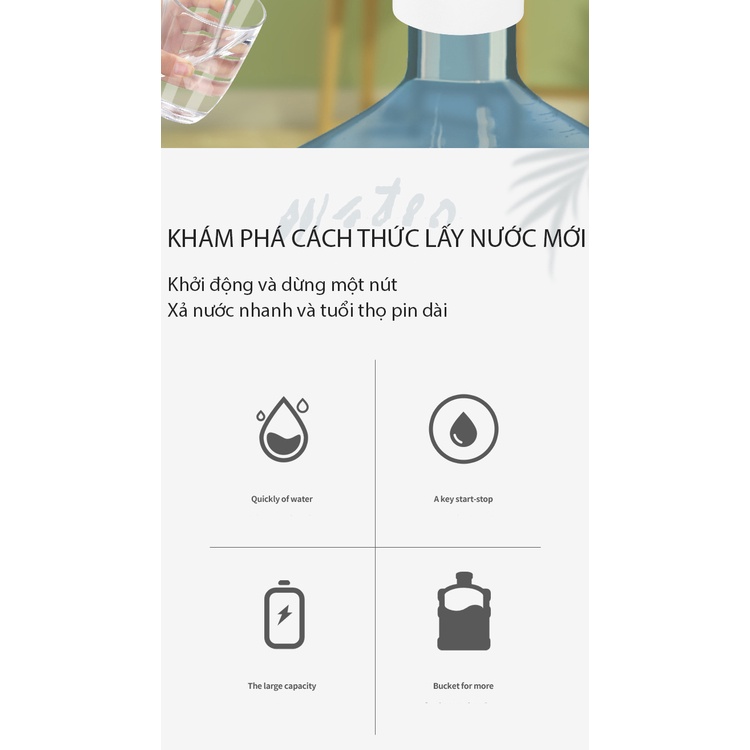 Máy Vòi Bơm Nước Tự Động Bình Đóng Chai Mini Sạc Điện USB Tiện Lợi Cầm Tay Thương Hiệu G.Duck Kids