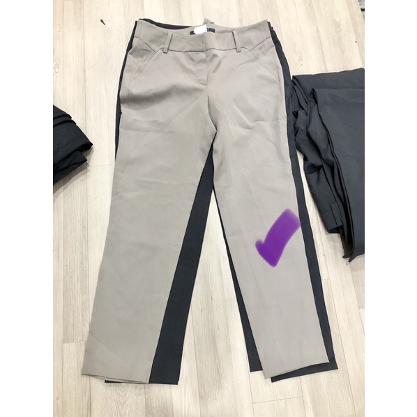 Quần tây vải cát túi giả ống quần dáng hơi côn 1 chút màu xanh than