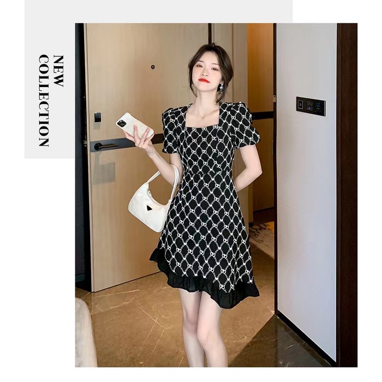 Đầm Cổ Vuông Dáng Ôm In Họa Tiết Xinh Xắn Thời Trang Mùa Hè Cho Nữ