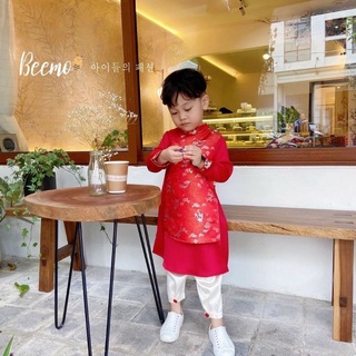 Set áo dài Tết gấm cao cấp bé trai (kèm quần)