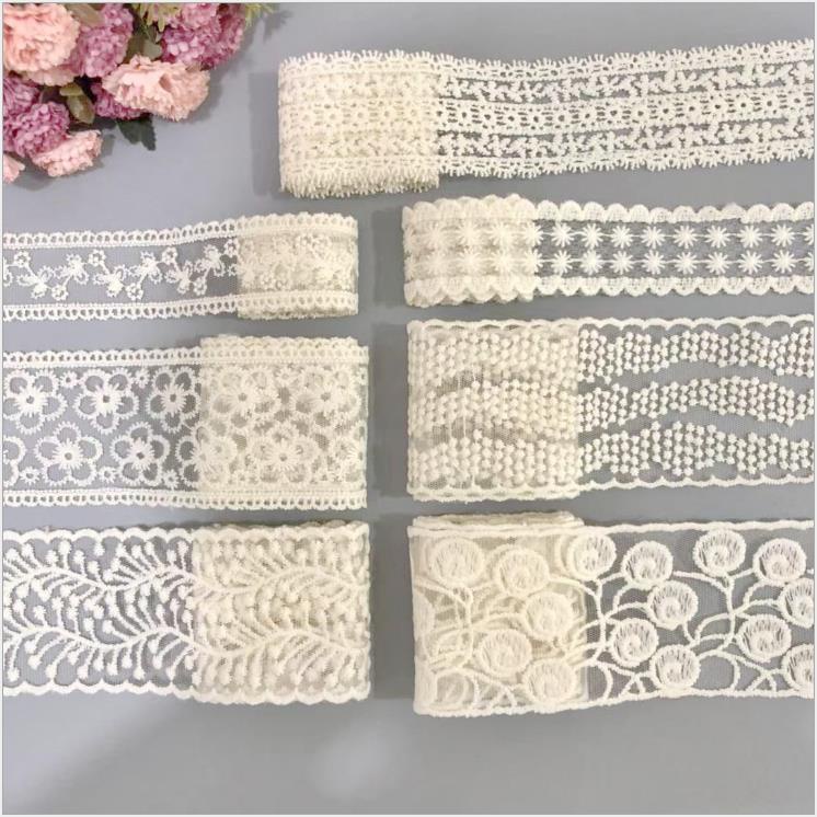 Cuộn Dây Ren Thêu Hoa Bằng Polyester Dài 1 Yard (0.9M)