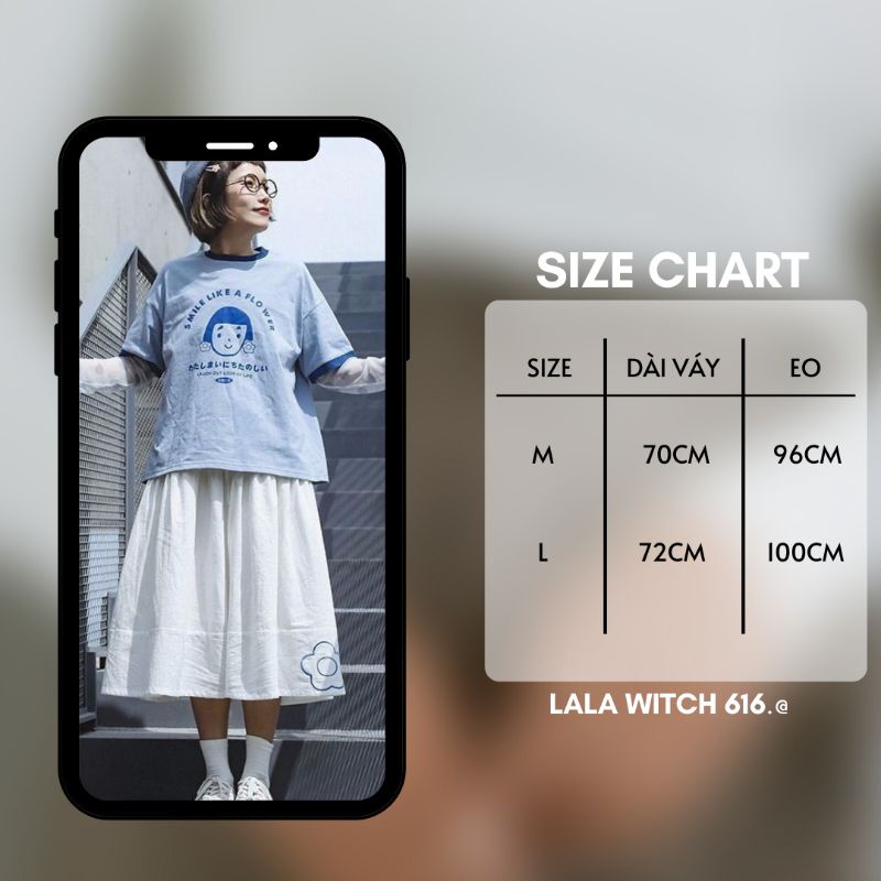 Chân váy dài chữ a dáng xoè hàn quốc dành cho người mập,chân váy dài bigsize lưng thun quảng châu dễ thương màu trắng 06