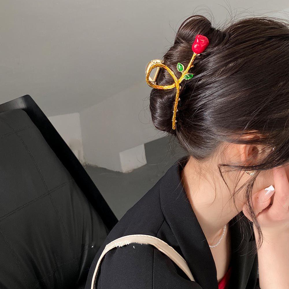 Kẹp Tóc Càng Cua Đính Hoa Hồng Đơn Giản Thời Trang Cho Nữ