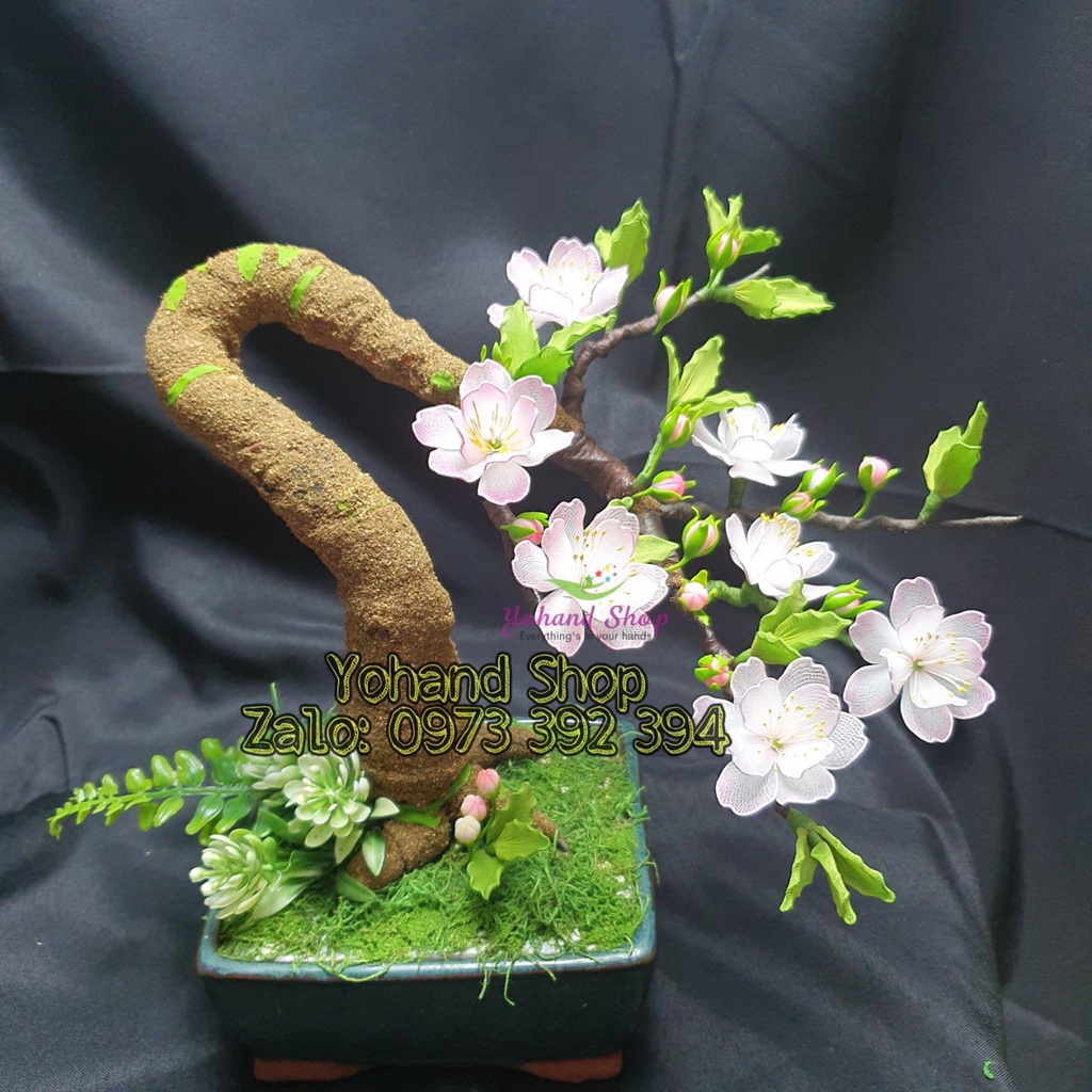 Nụ hoa nhất chi mai bằng đất sét làm thủ công, làm hoa vải voan